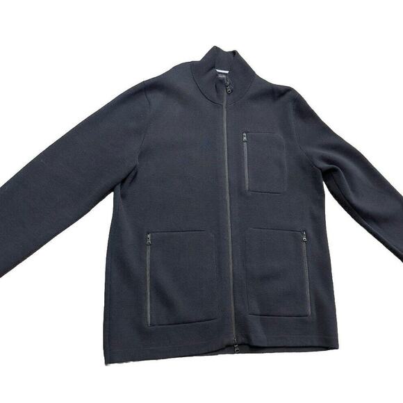 Banana Republic Cardigan Sweater Jacket Black   Full Zip Gray‎ ~ XL - Picture 1 of 5